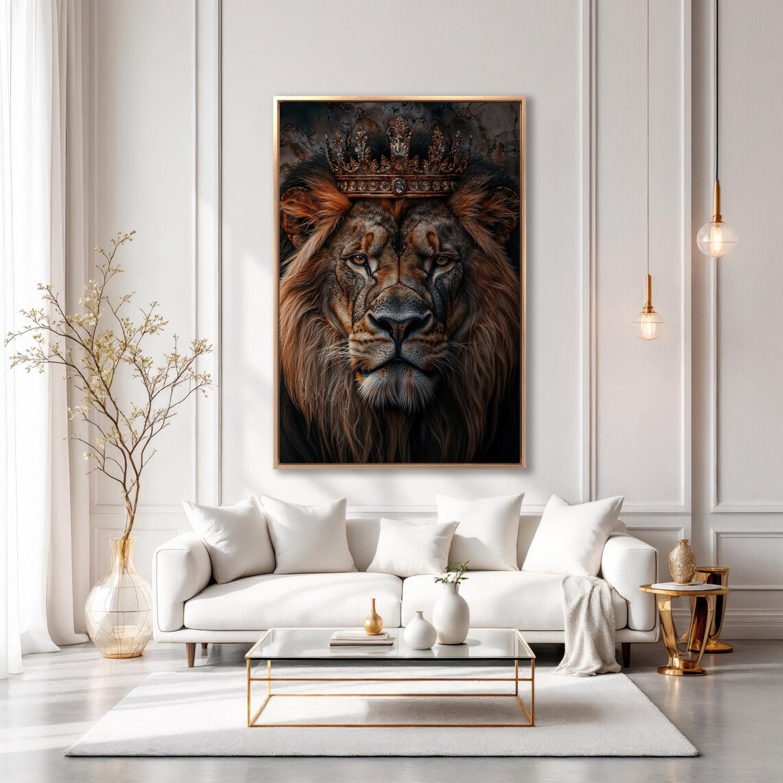 Majestic Lion Portrait Wall Art Animal Painting Print Luxury Wall Decor King Of The Jungle Poster Ready To Hang Animals Lover Gift - Image 4