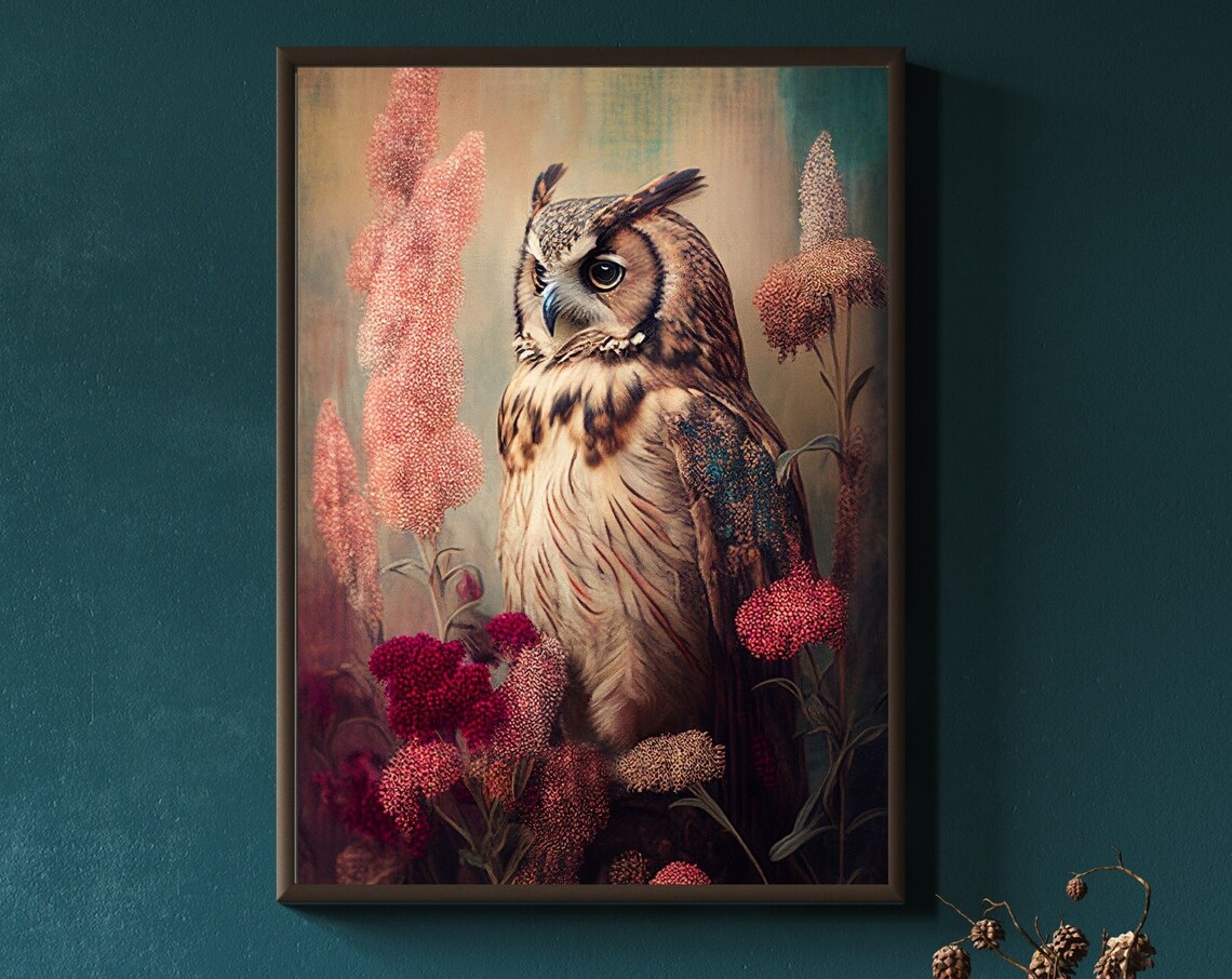 Vintage Owl Bird Art Print, Animal Wall Decor - Image 2