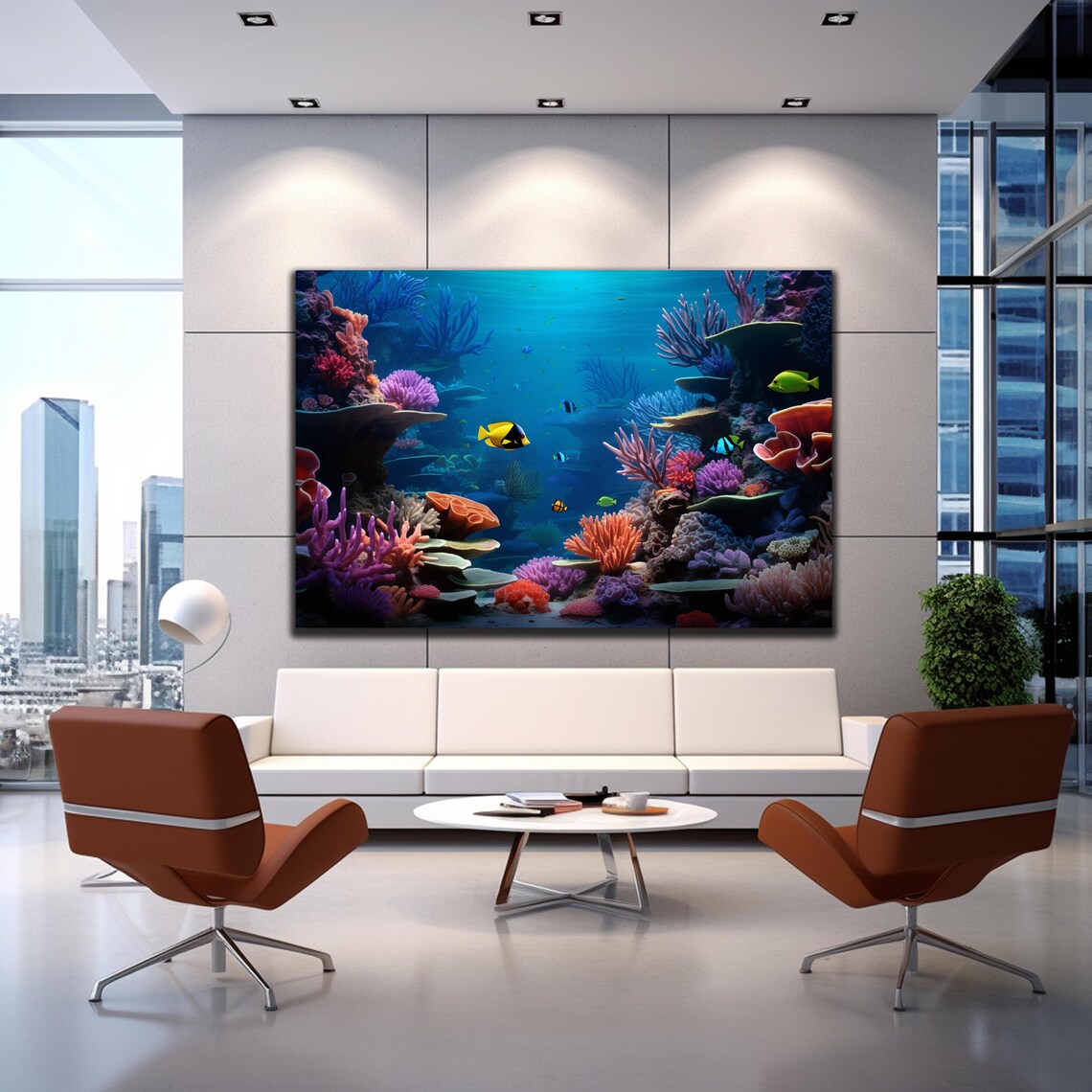 Colorful Coral Reef Tropical Fish Bright Orange Purple Ocean Poster - Image 3