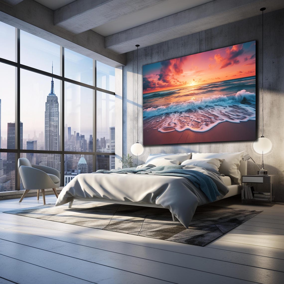 Pink Sunset Beach Waves Washing Sand Tropical Ocean View Poster - Image 3