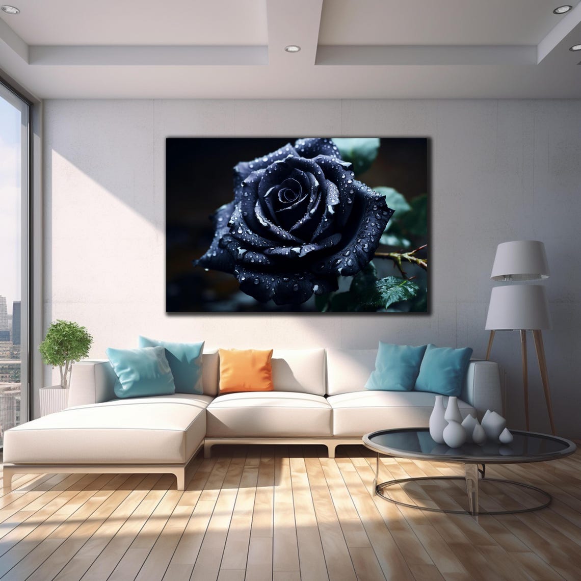 Black Rose Dew Drops Dark Romantic Gothic Flower Photography Poster - Image 4
