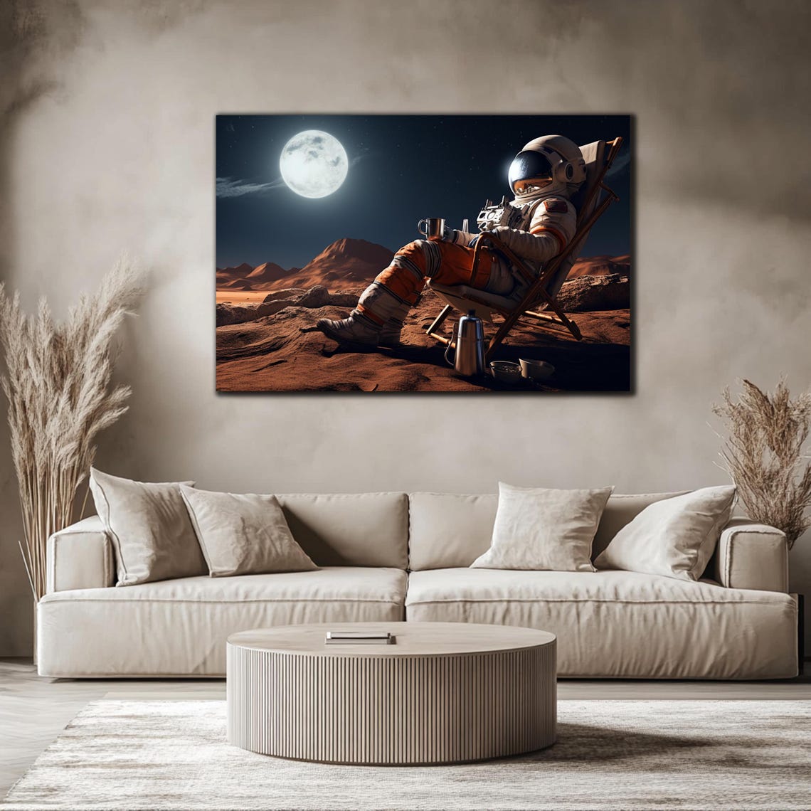 Astronaut Coffee Break Mars Surface Relaxing Space Fun Wall Art Poster - Image 4