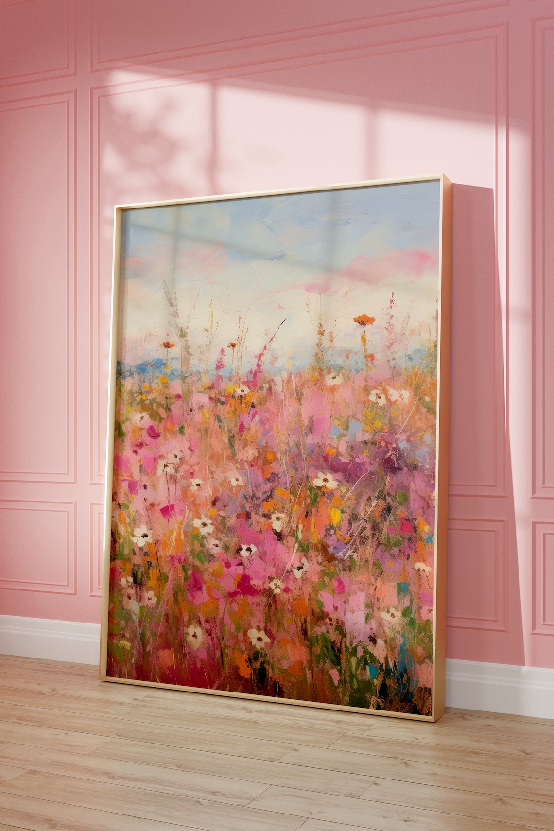Pink Wildflower Minimalist Art Print, Botanical Decor