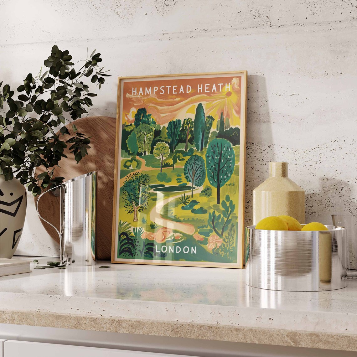 Hampstead Heath Golden Sunset Woodland London Nature Trail Poster - Image 2