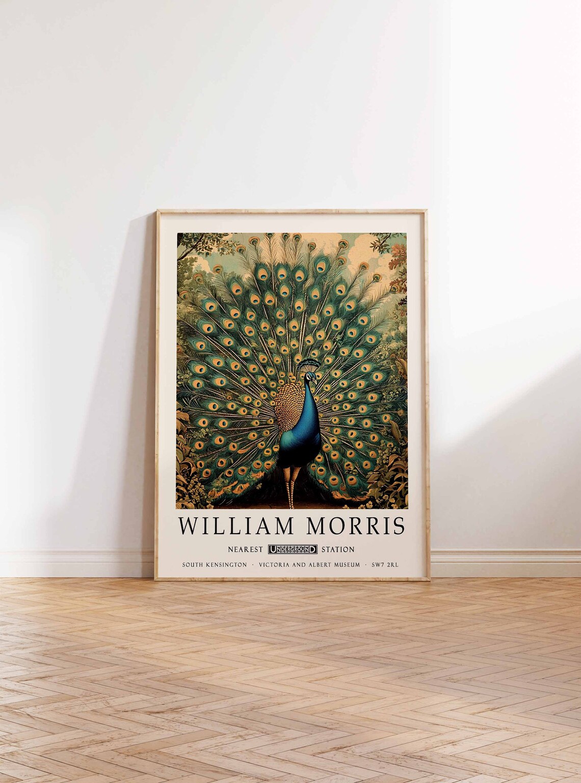 William Morris Peacock Vintage Fanned Tail Garden Art Poster - Image 2