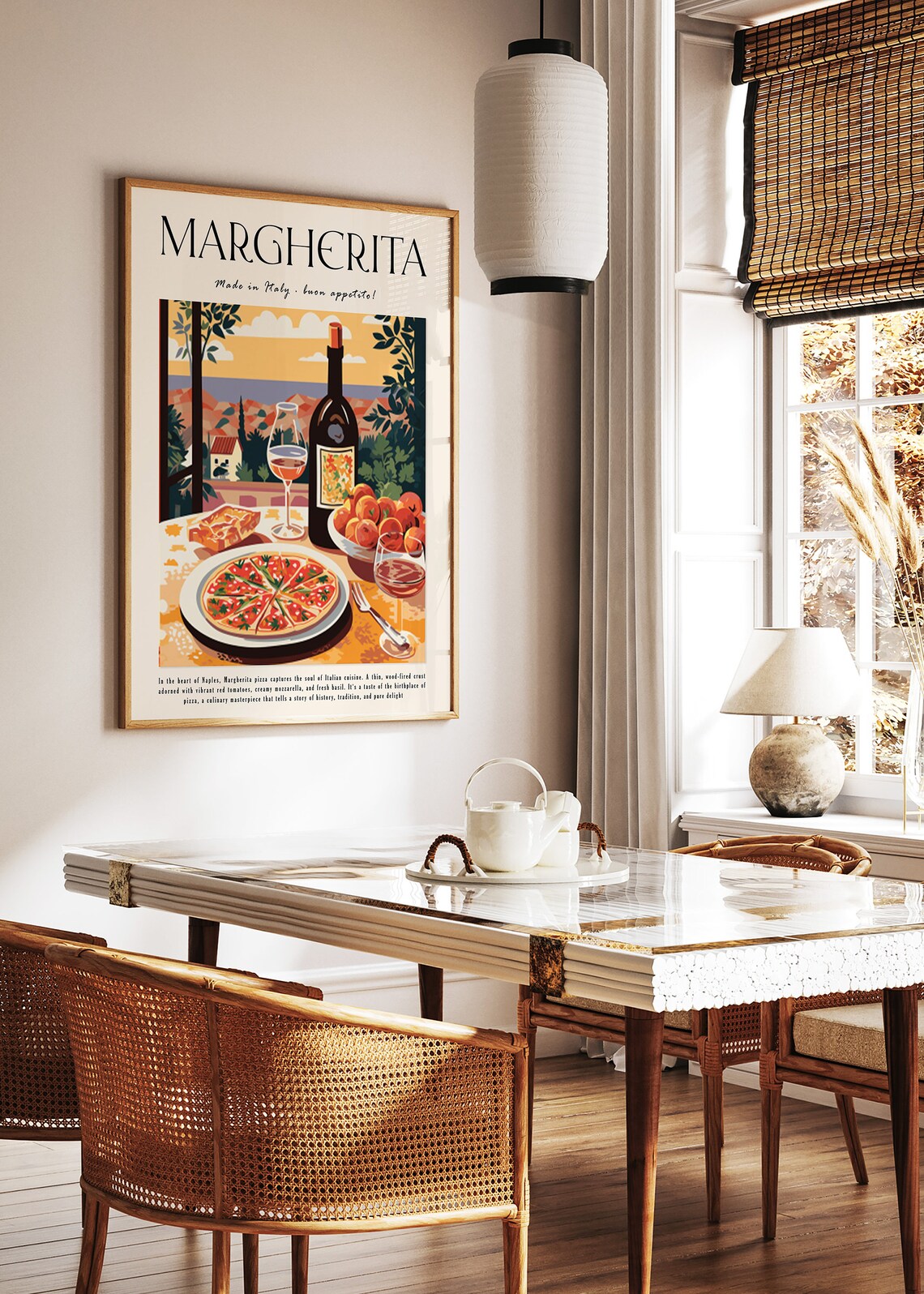 Margherita Pizza Italian Kitchen Naples Vintage Food Art Poster - Image 2