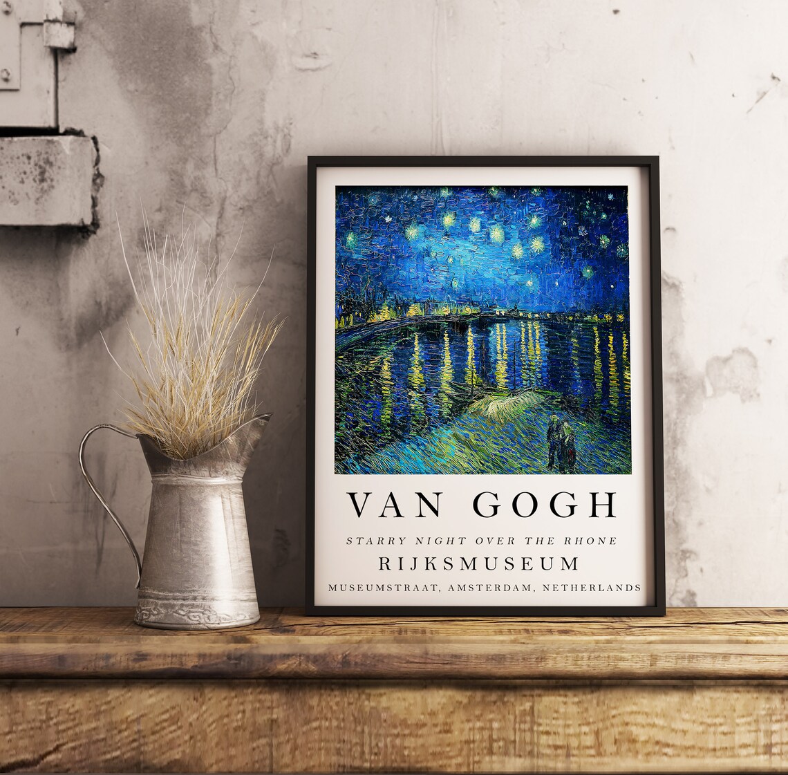 Van Gogh Starry Night Over the Rhone Rijksmuseum Museum Art Print - Image 2