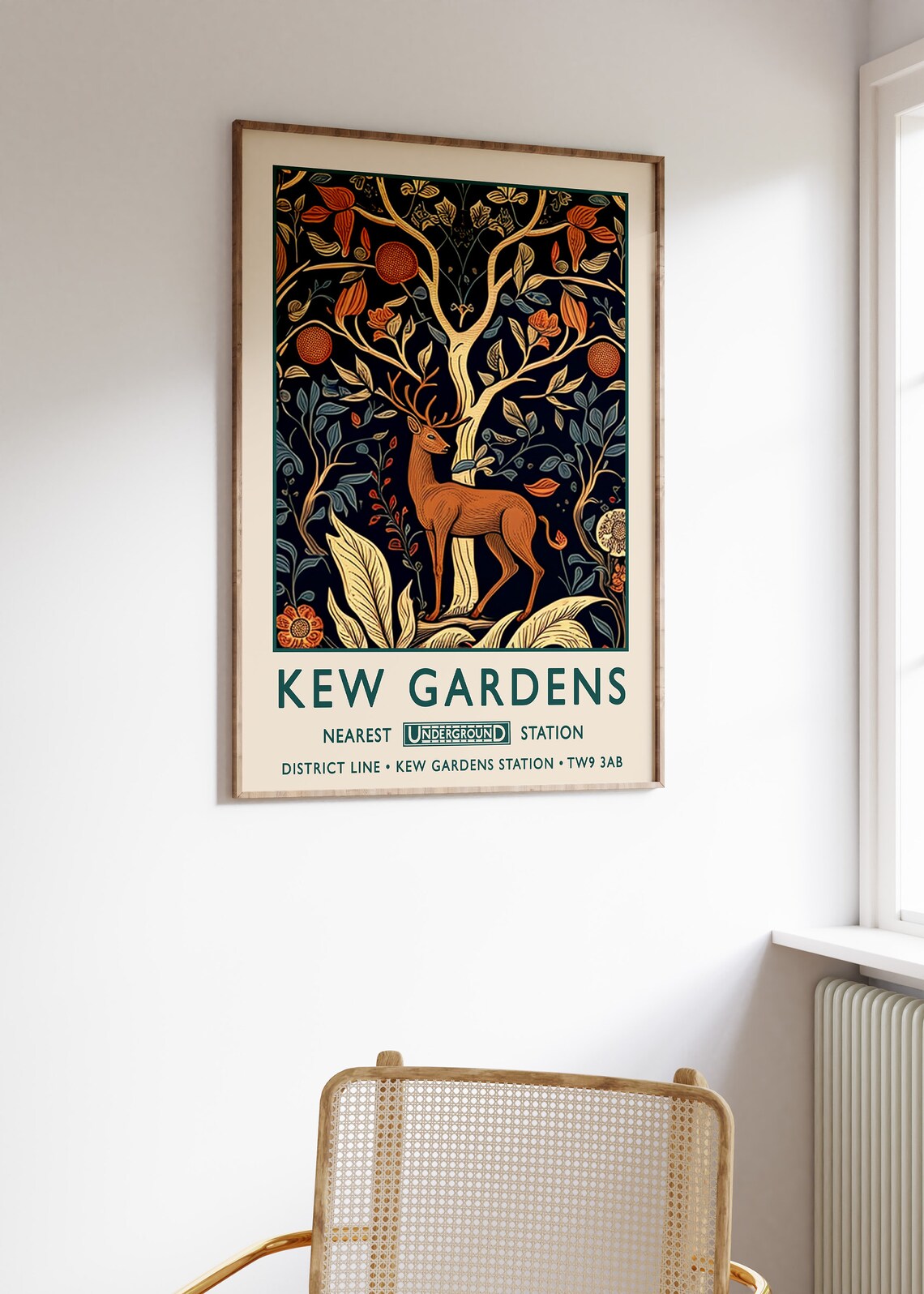Kew Gardens Deer Underground Travel Art Nouveau Style Poster - Image 3