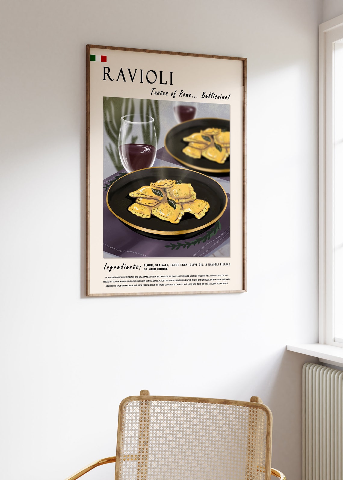 Italian Ravioli Food Poster Food Art Rome Print Kitchen Poster Italian Food Art Italian Cuisine Retro Print Food Gift A1a2a3a4 - Image 2