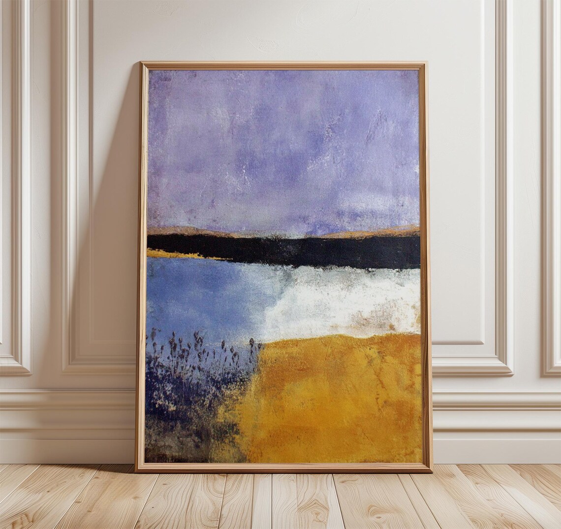 Blue Yellow Purple Abstract Color Field Modern Minimalist Poster