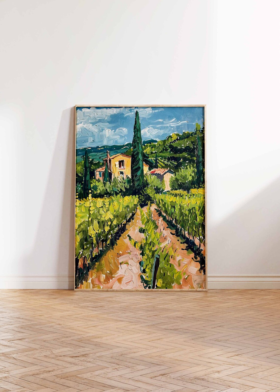 Impasto Vineyard Path Villa Art Poster Sunny Italian Countryside - Image 2