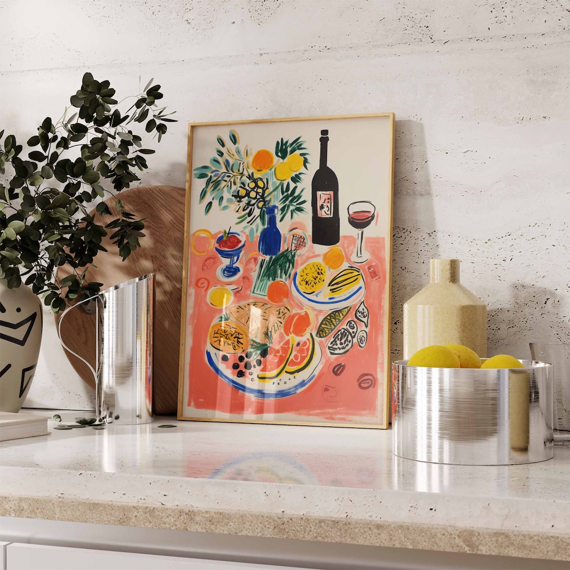 Dinner Table Food Print, Retro Vintage Kitchen Poster - Image 2