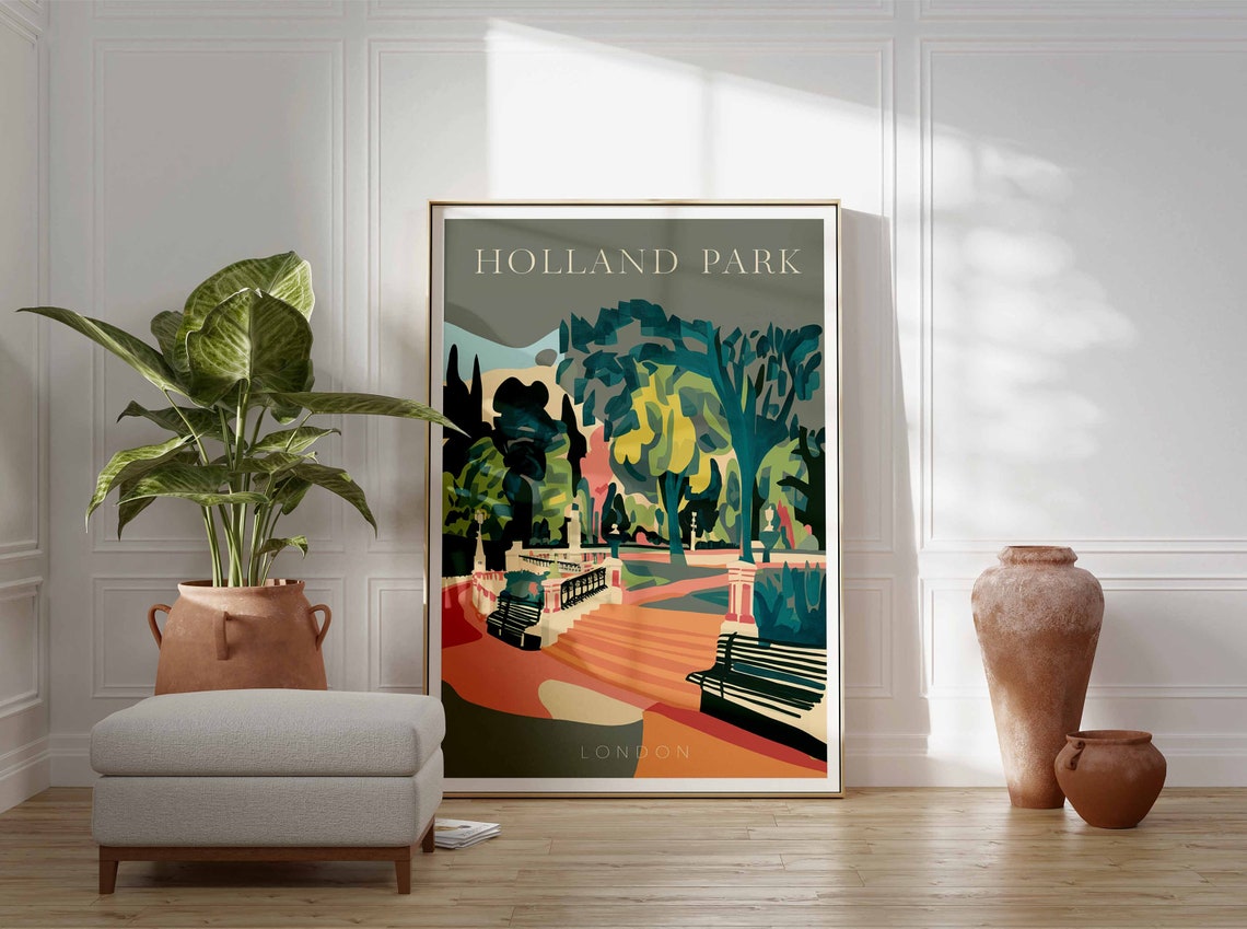 Holland Park Poster Botanical Print William Morris Print London Art London Poster London Travel Print Vintage Decor Retro Travel Art - Image 3