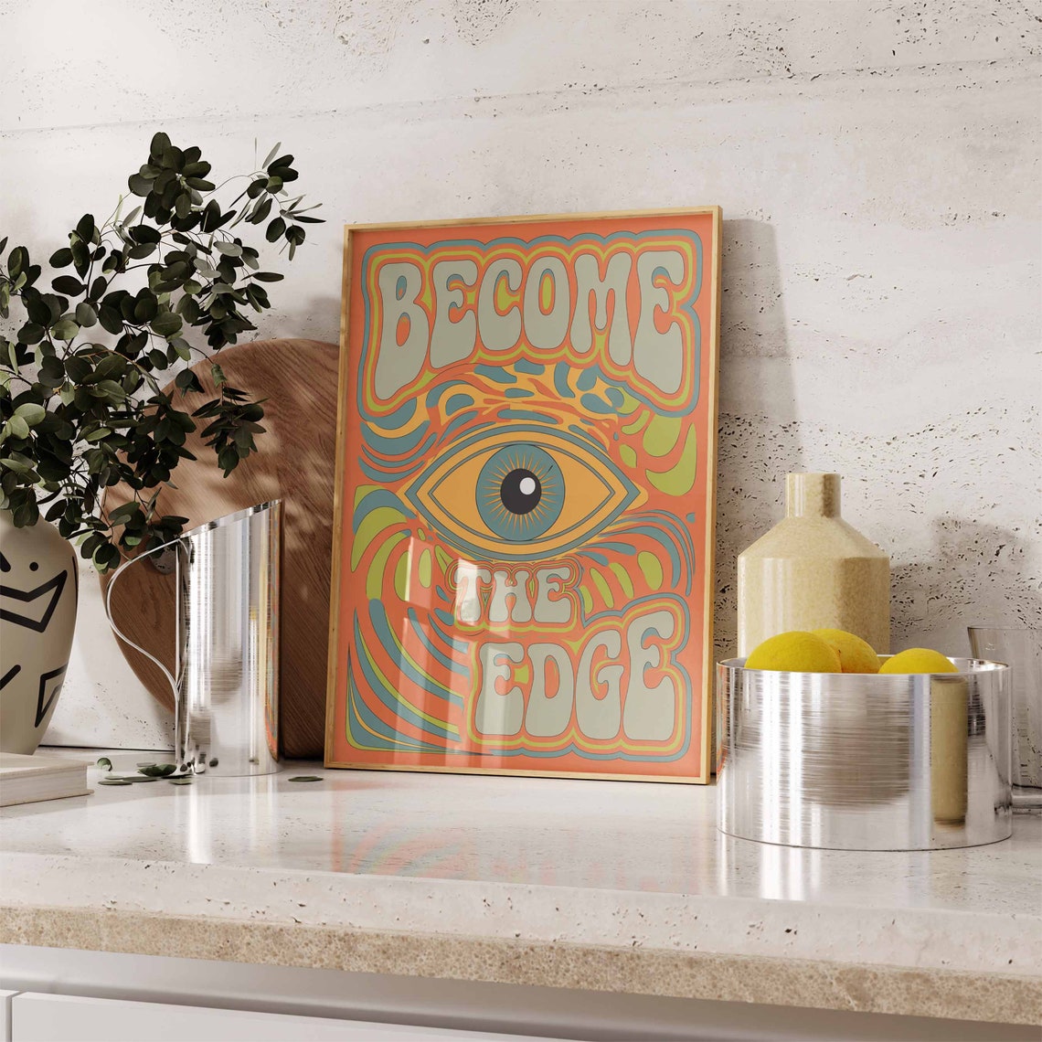 Become The Edge Psychedelic Third Eye Swirl Retro 70s Art Poster - Image 3