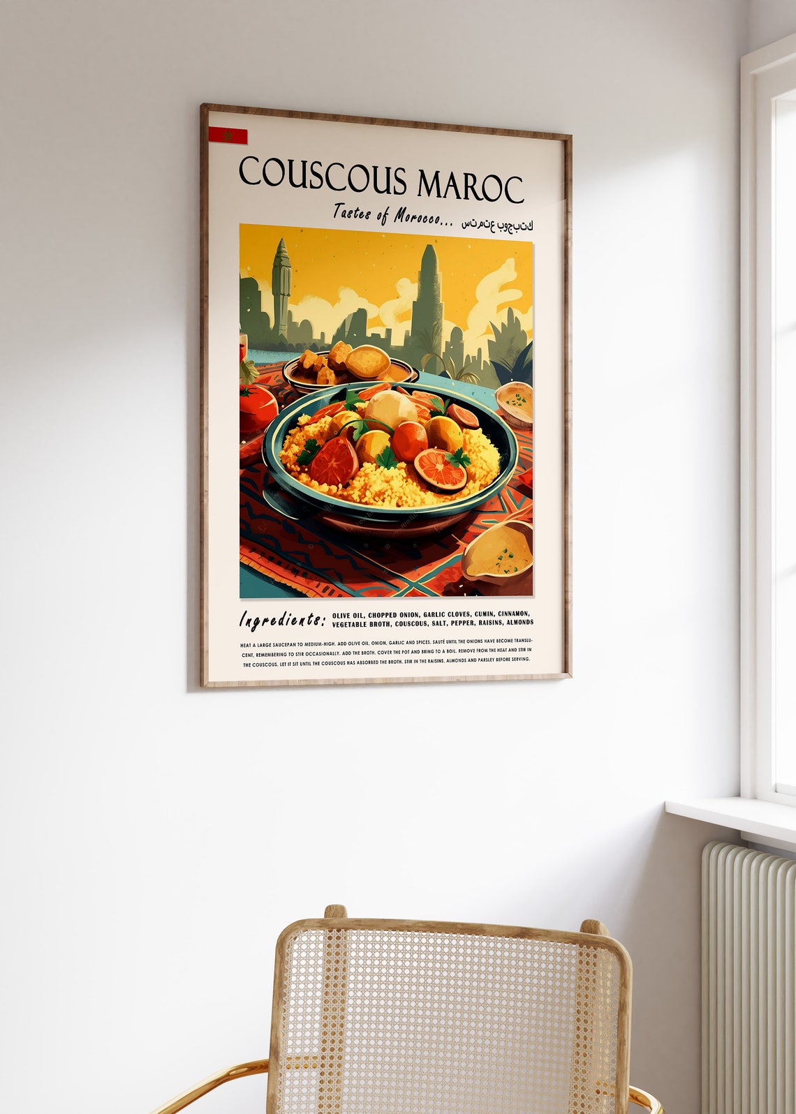 Couscous Maroc Tastes Of Morocco Recipe Kitchen Art Poster Gift - Image 3