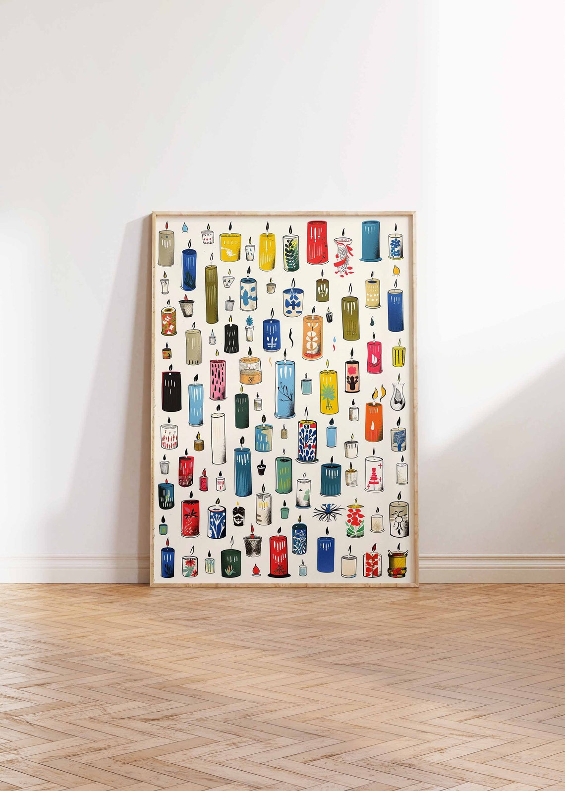 Colorful Hand Drawn Candle Collection Illustrated Wall Decor Poster - Image 2