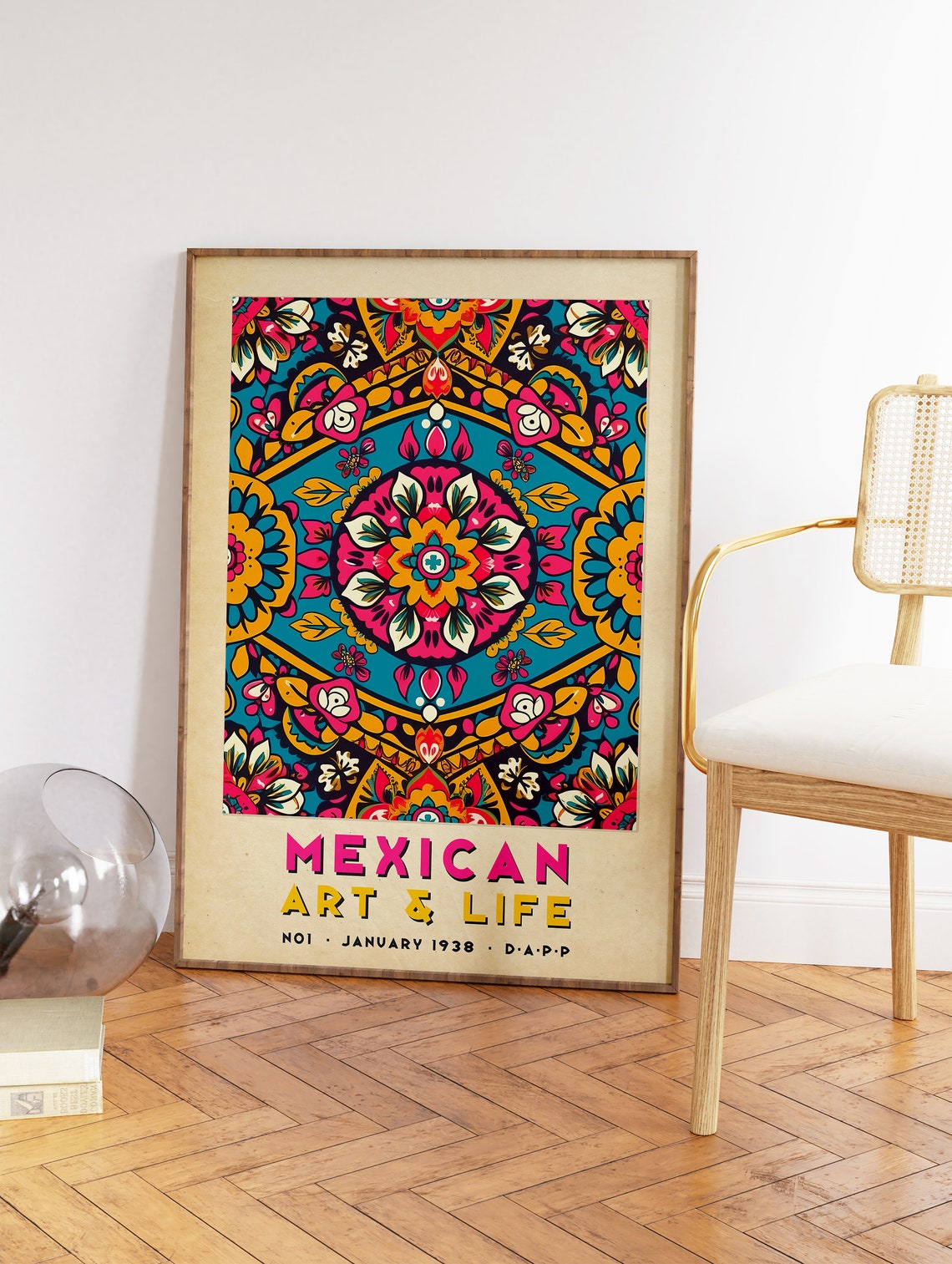 Mexican Art and Life Folk Pattern Mandala 1938 Vintage Poster - Image 2