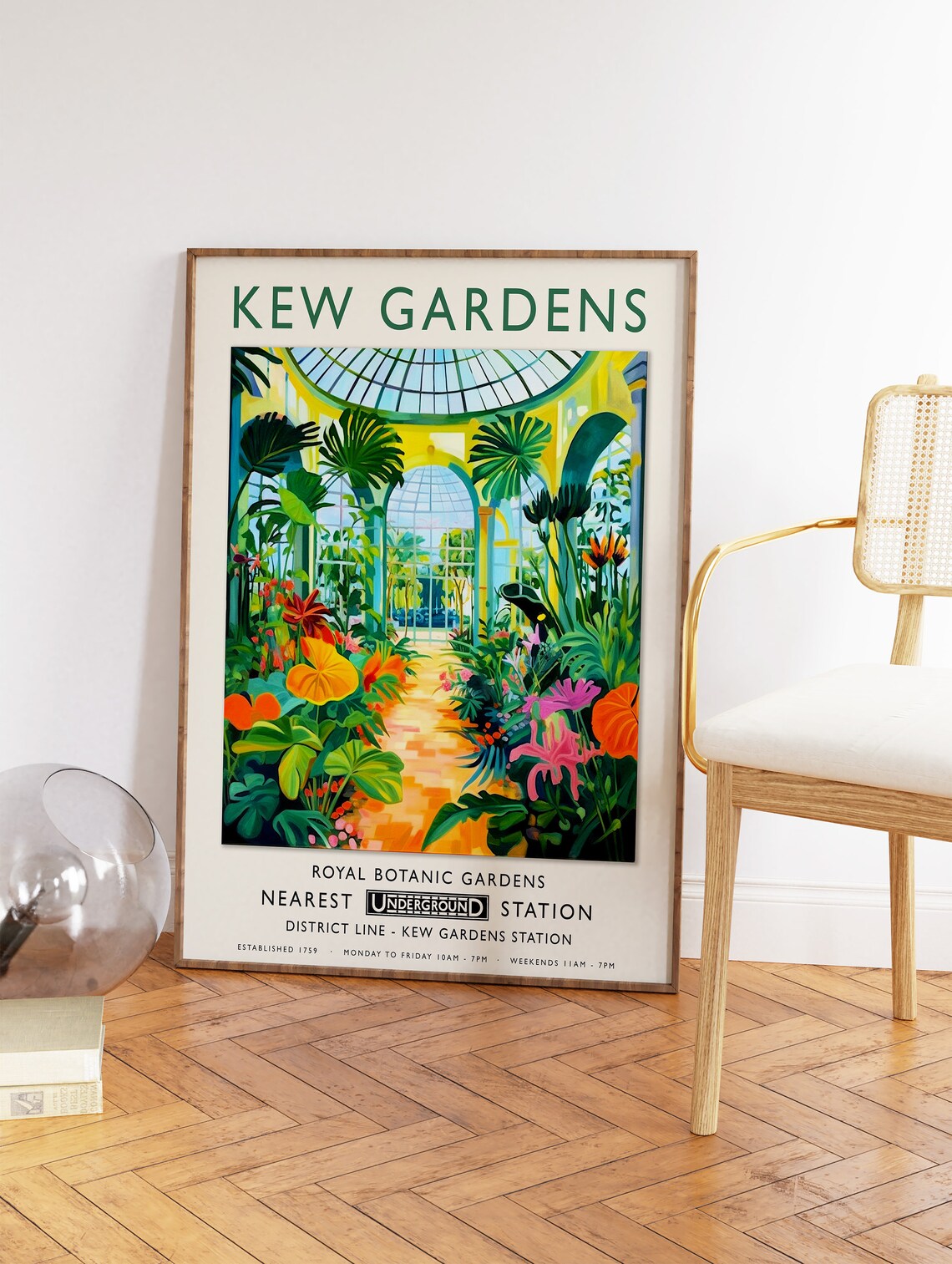 Kew Gardens London Royal Botanic Glasshouse Vintage Tube Style Poster - Image 2