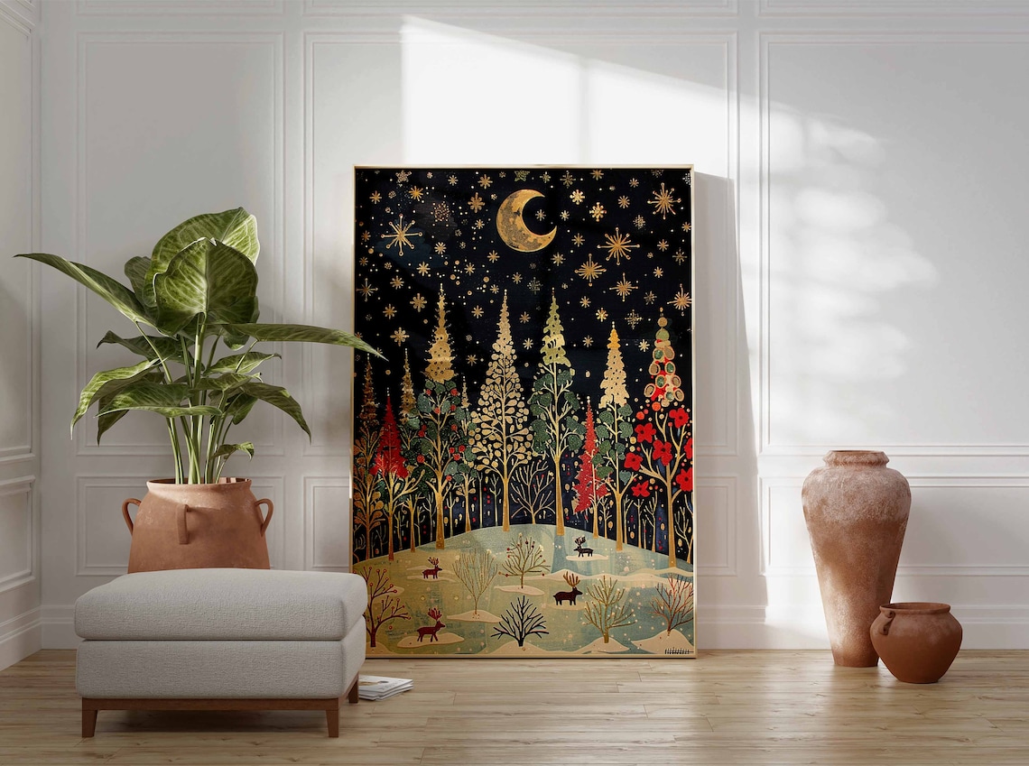 Christmas Reindeer and Winter Decor Art Print - Image 3
