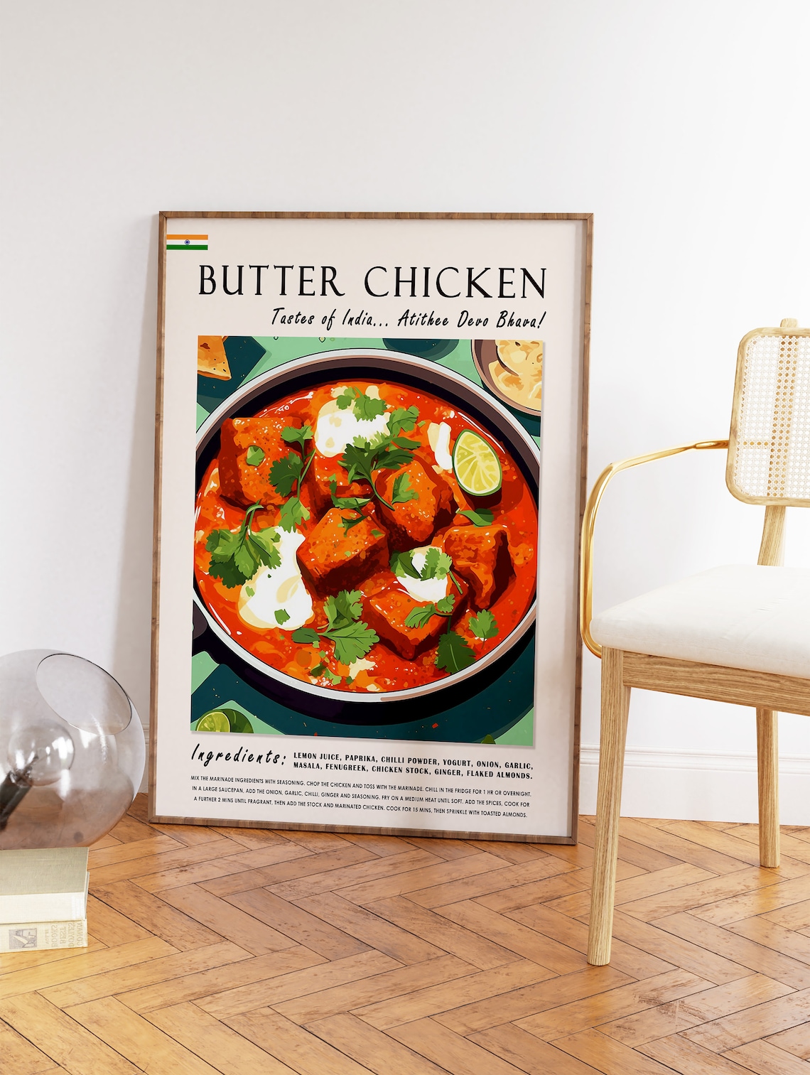 Butter Chicken Indian Food Poster, Kitchen Decor - Image 2