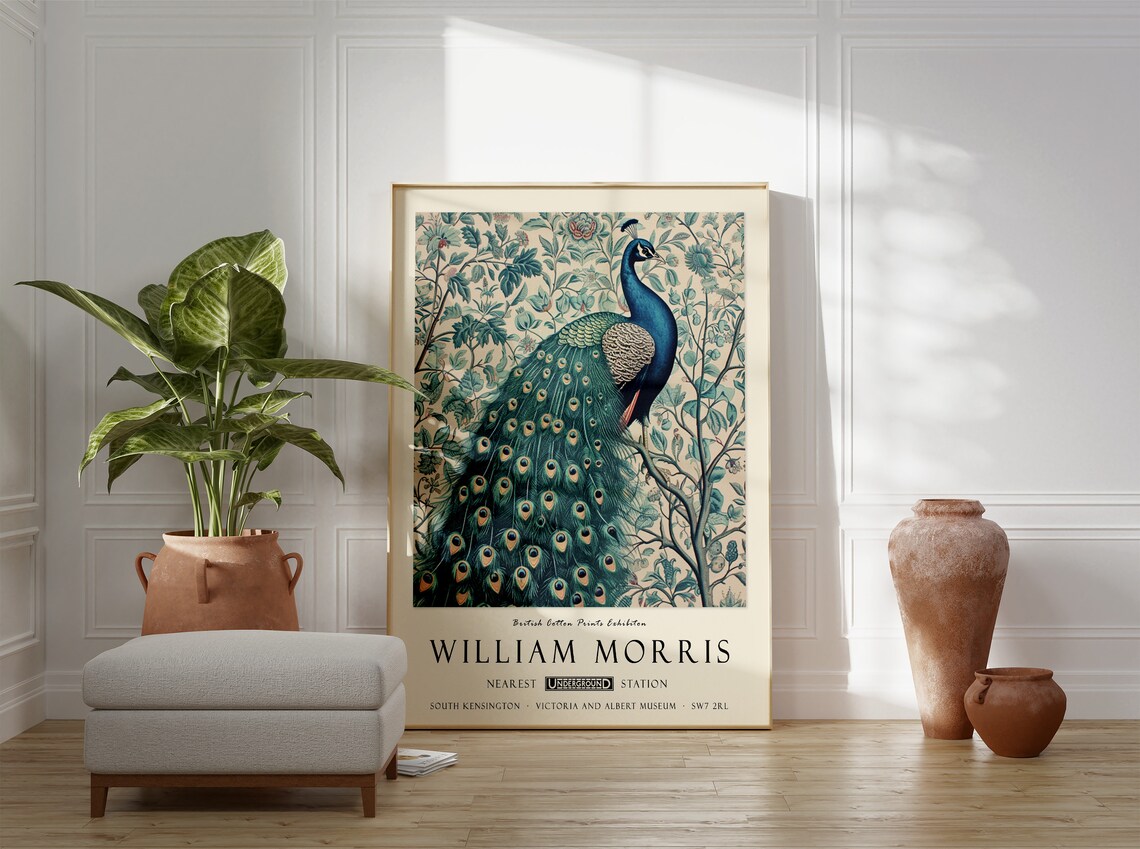 William Morris Peacock Exhibition Poster, Vintage Art Print - Image 4