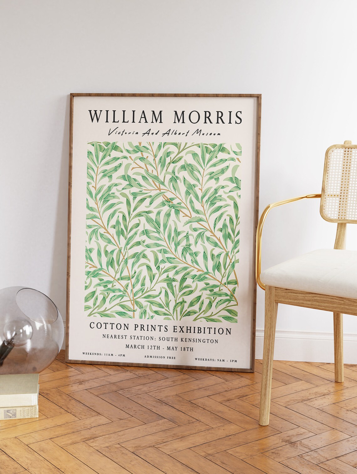 William Morris Willow Leaf Cotton Prints Exhibition Art Poster - Image 2