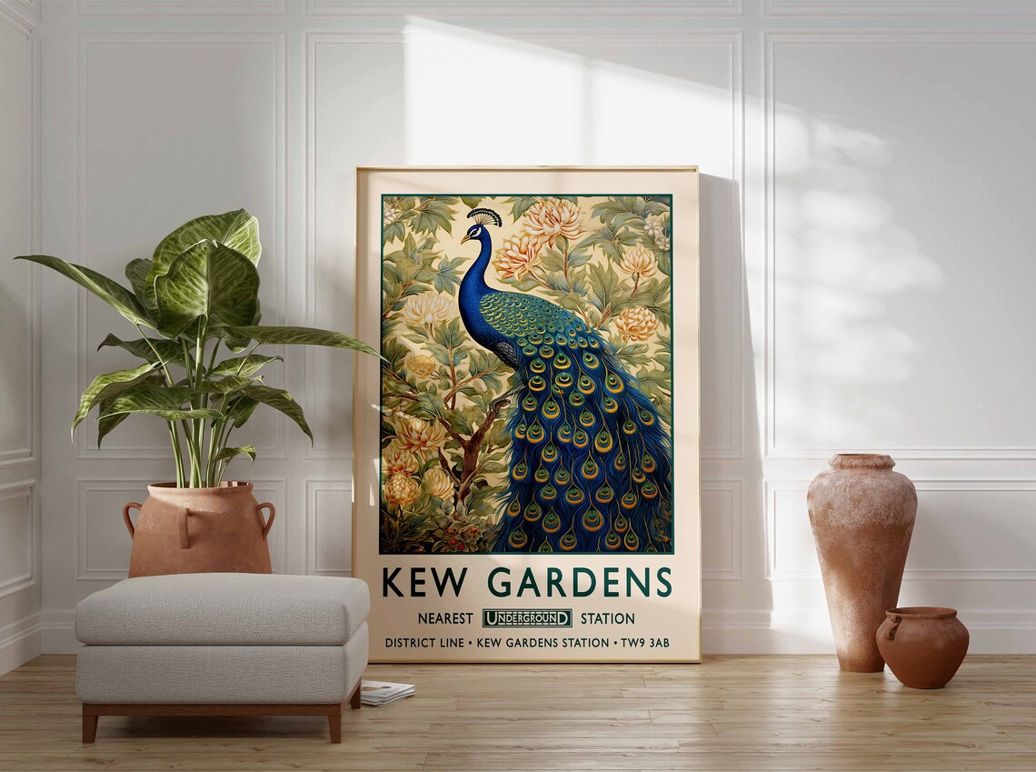 Kew Gardens Peacock Vintage London Underground Travel Poster - Image 3