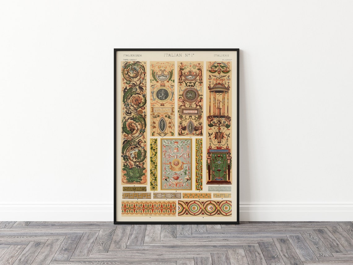 Italian Renaissance Ornament Plate No 1 Decorative Pattern Art Poster - Image 2