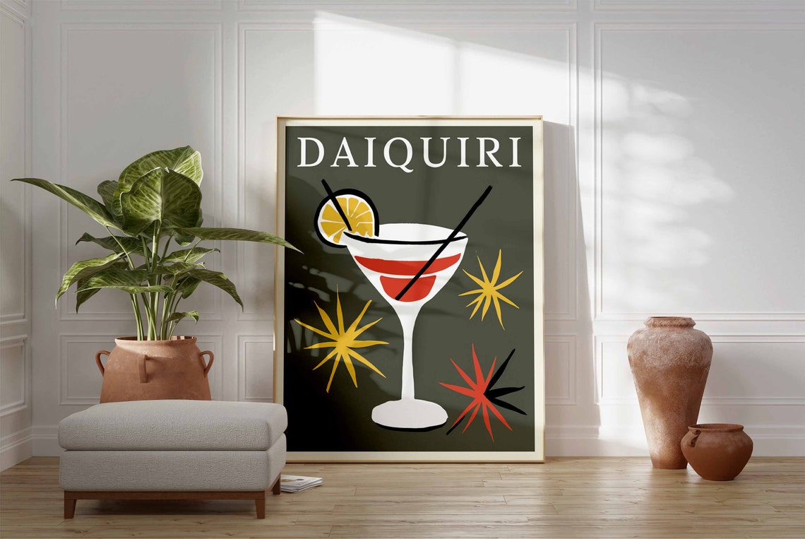 Daiquiri Cocktail Retro Coupe Glass Lime Starburst Bar Poster - Image 3