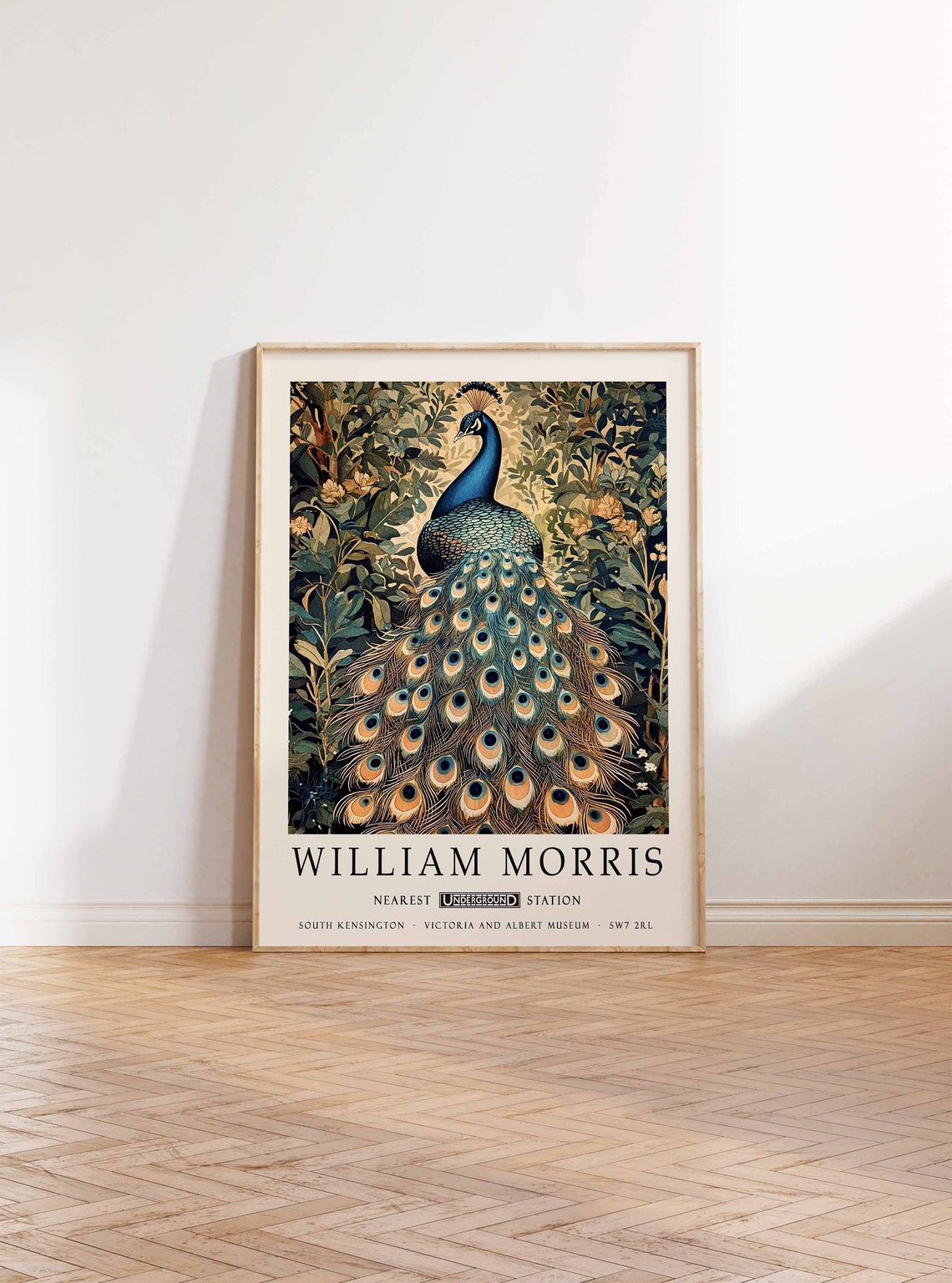 William Morris Peacock With Spread Tail Seen From Behind Poster - Image 2