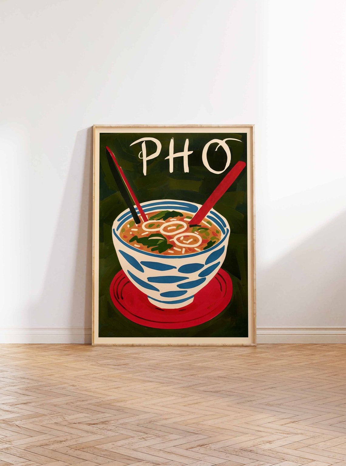 Pho Vietnamese Noodle Soup Bowl Retro Kitchen Food Art Poster - Image 2
