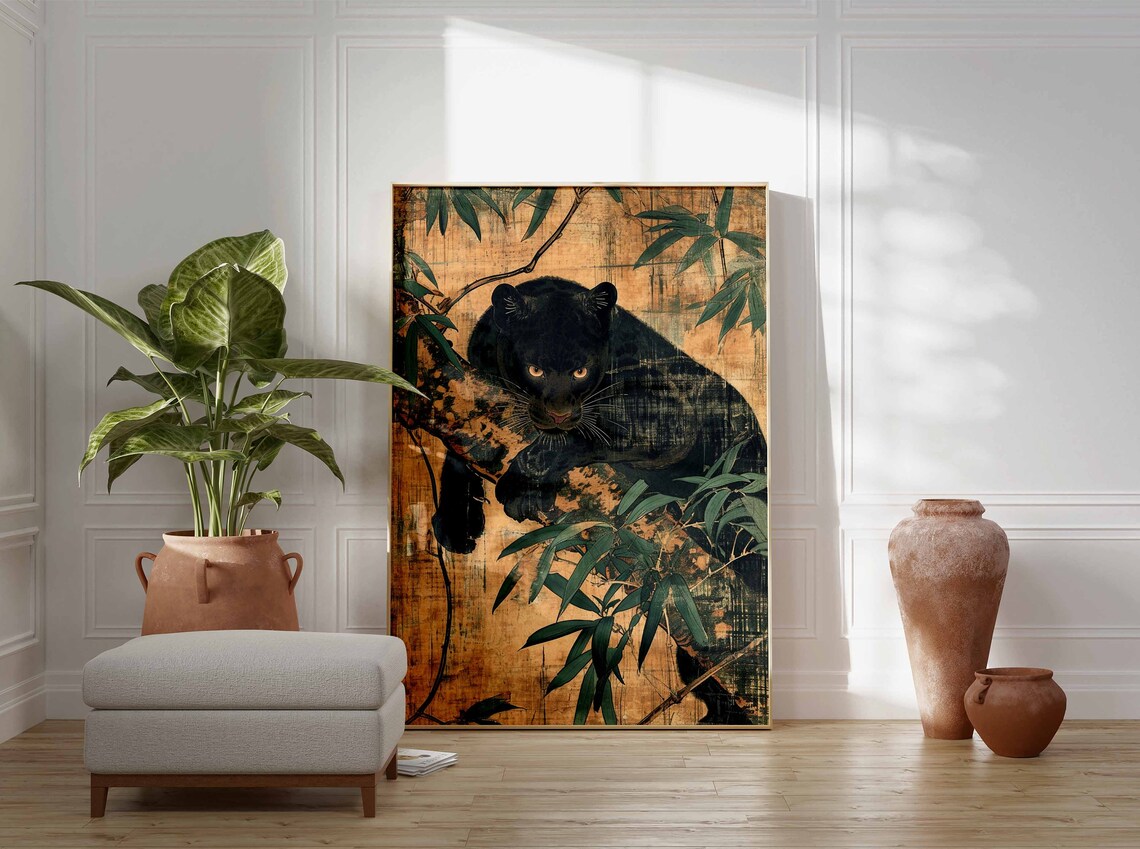 Panther Print Tiger Poster, Vintage Animal Art - Image 2