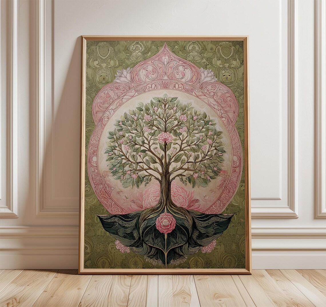 Floral Tree Of Life Poster, Boho Botanical Decor
