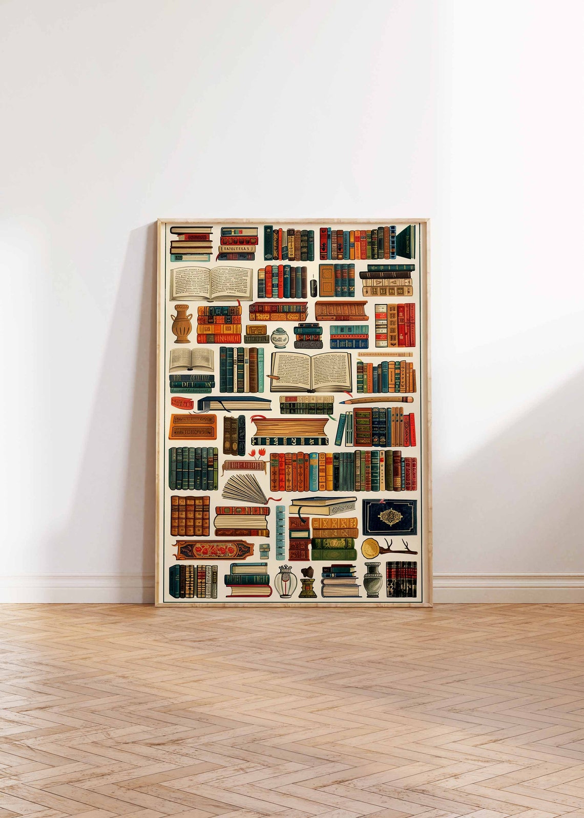 Vintage Library Book Spines Antique Bookshelf Collection Poster - Image 2