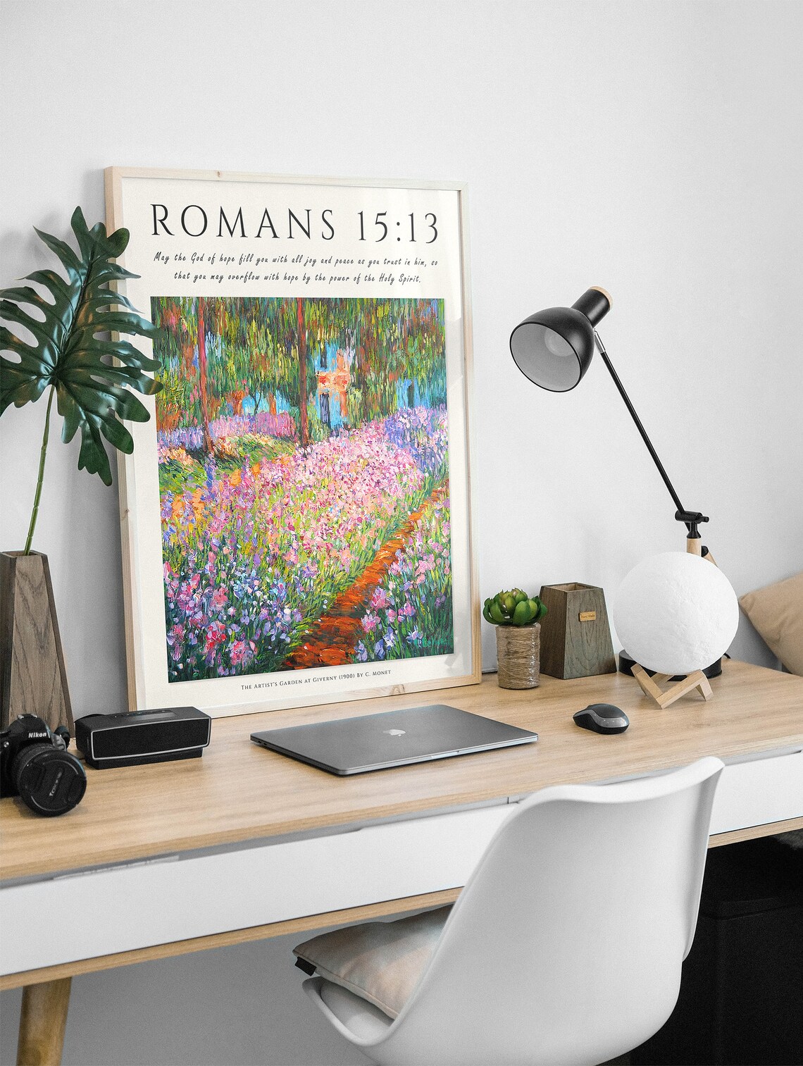 Bible Verse Poster, Monet Garden Christian Art Print - Image 2