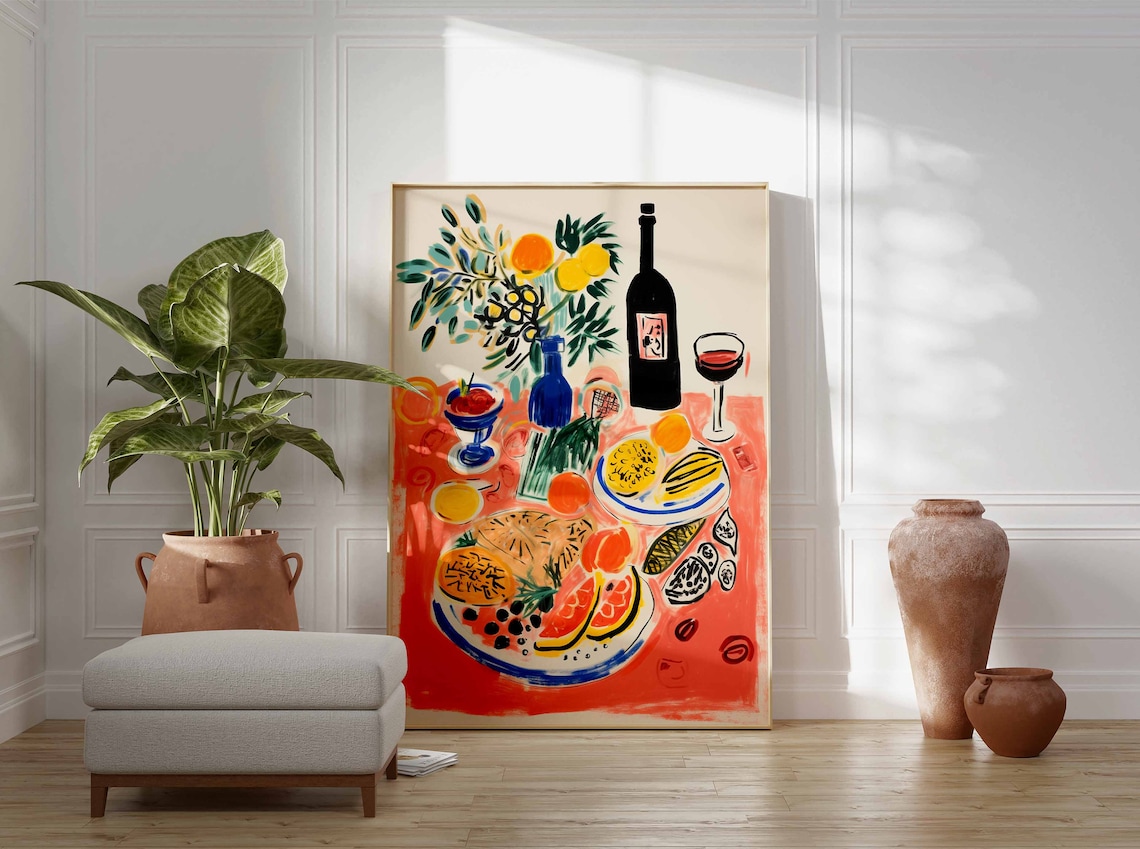 Dinner Table Food Print, Retro Vintage Kitchen Poster - Image 3