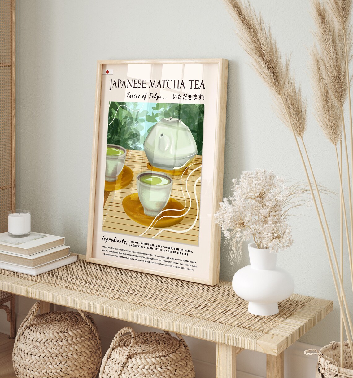 Japanese Matcha Green Tea Teapot And Cups Tastes Of Tokyo Poster - Image 2