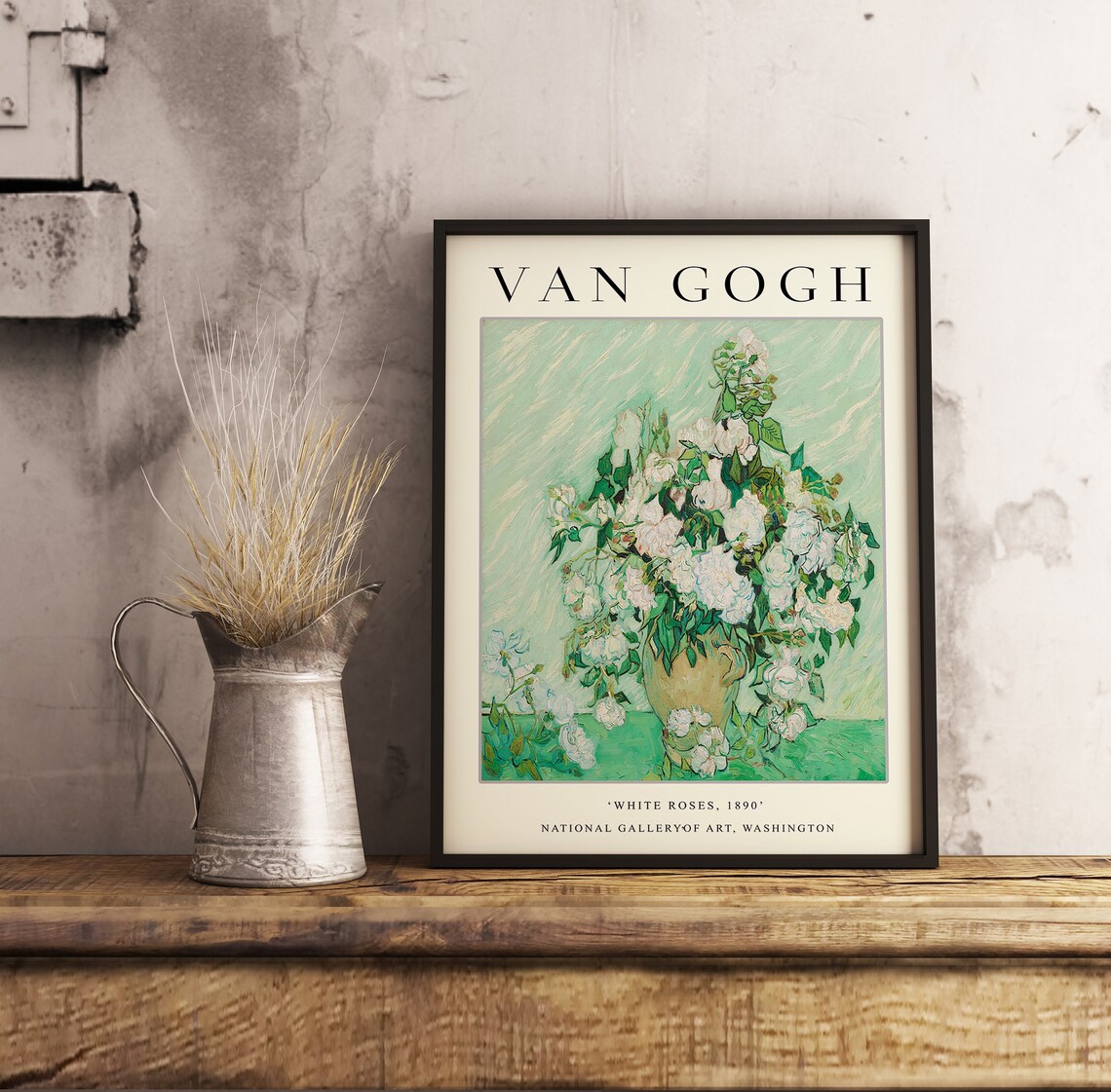 Van Gogh White Roses 1890 Floral Exhibition Art Beautiful Poster - Image 2