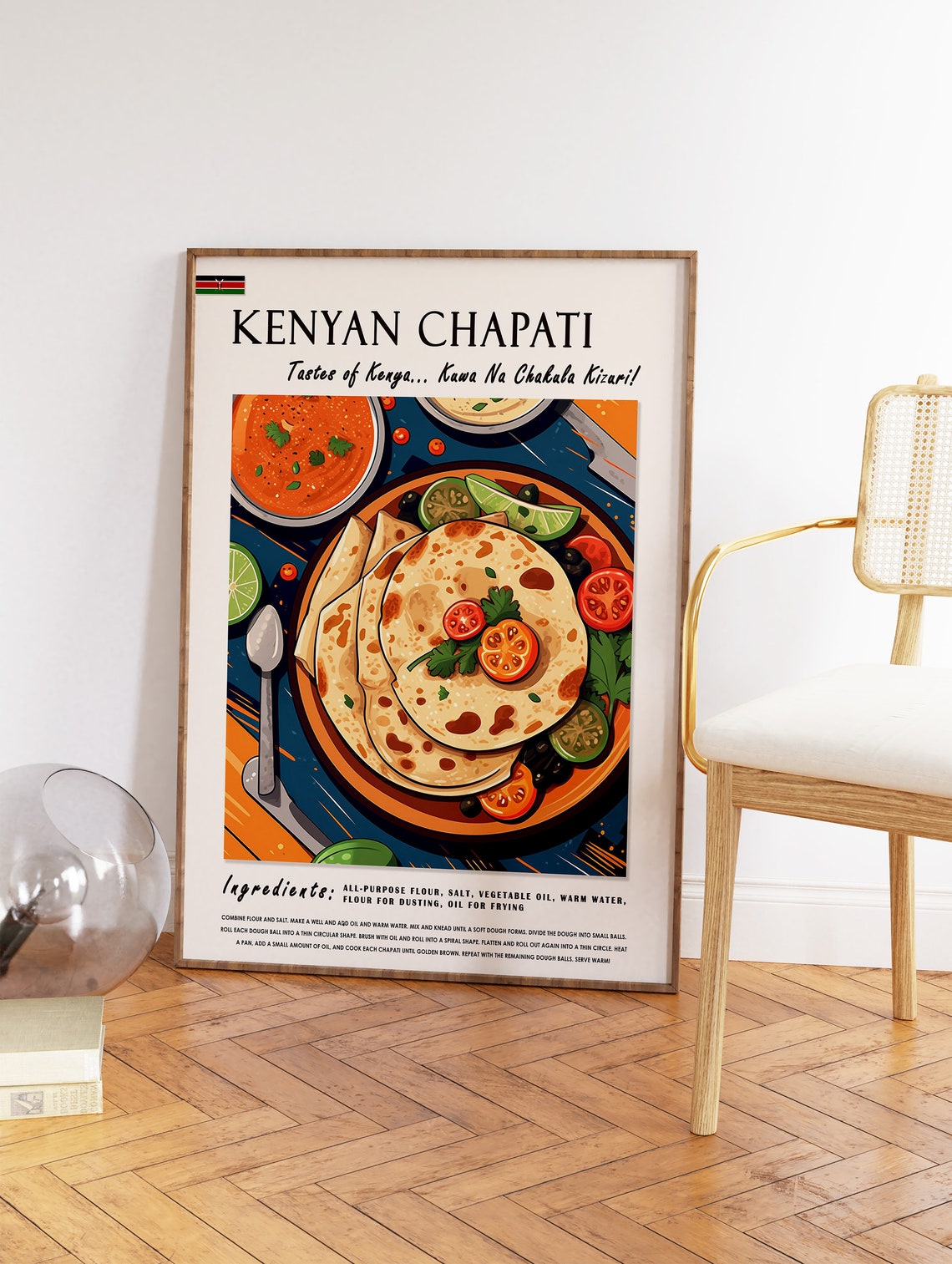 Kenyan Chapati Bread Food Poster Kenyan Food Print African Food Art African Food Poster Exotic Food Art Kitchen Decor Cultural Decor - Image 2