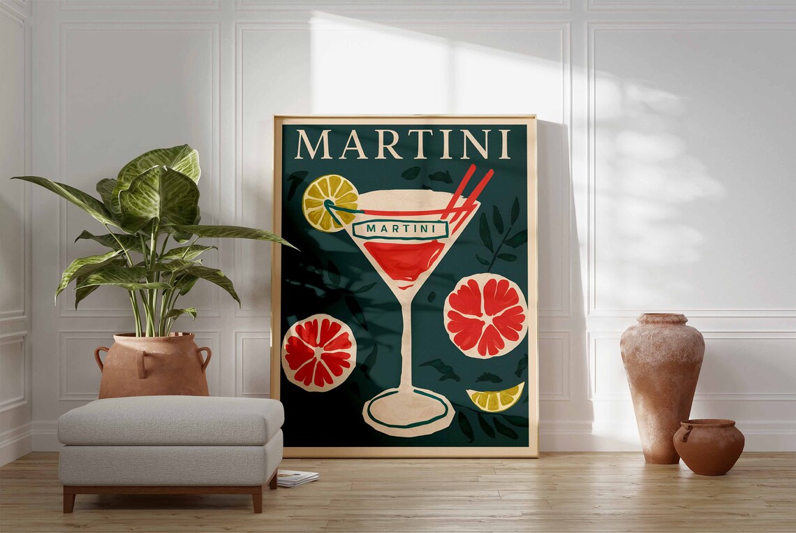 Martini Cocktail Vintage Advertisement Citrus Bar Decor Wall Poster - Image 3