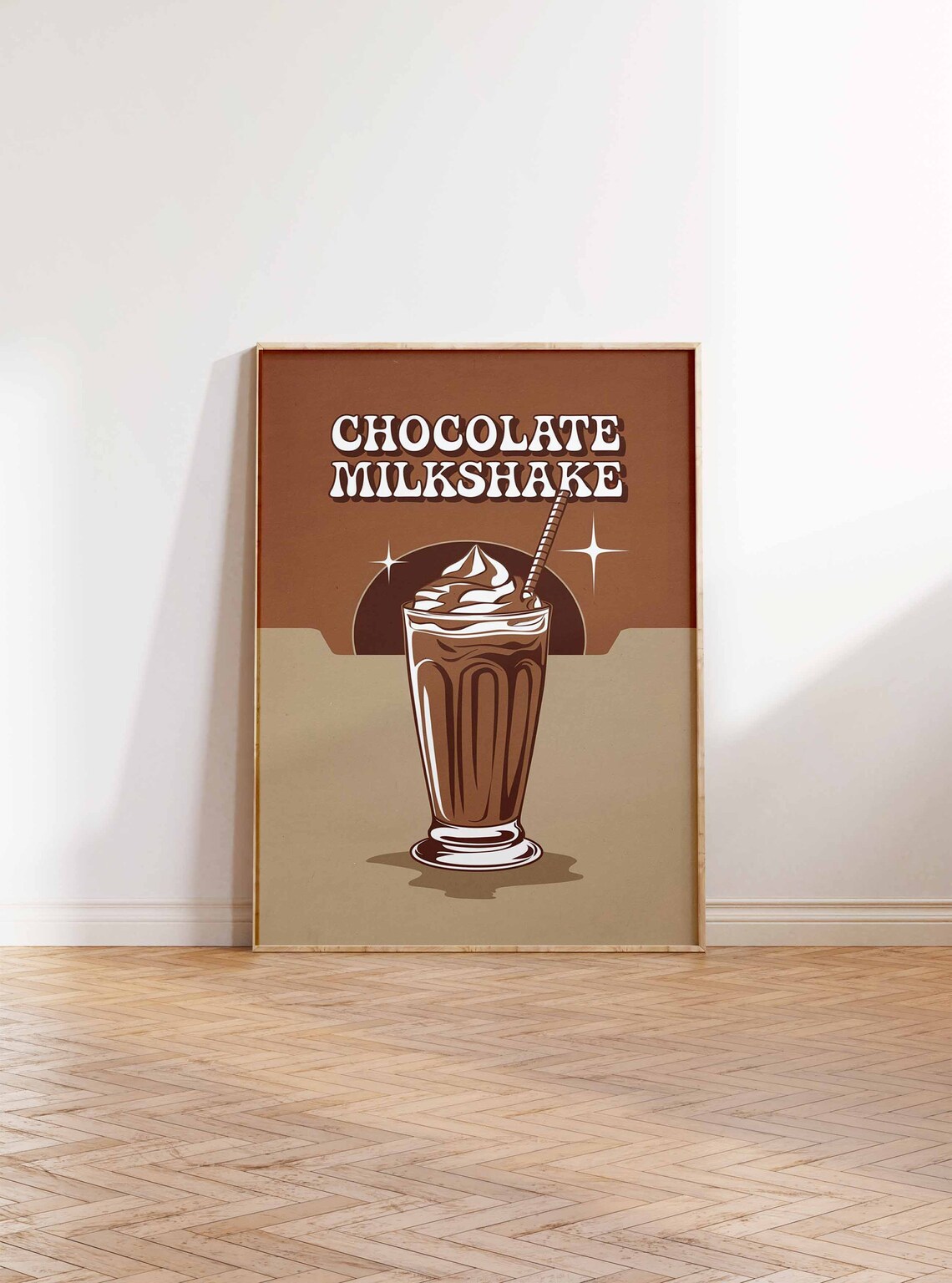 Chocolate Milkshake Retro Glass Whipped Cream Diner Kitchen Poster - Image 2