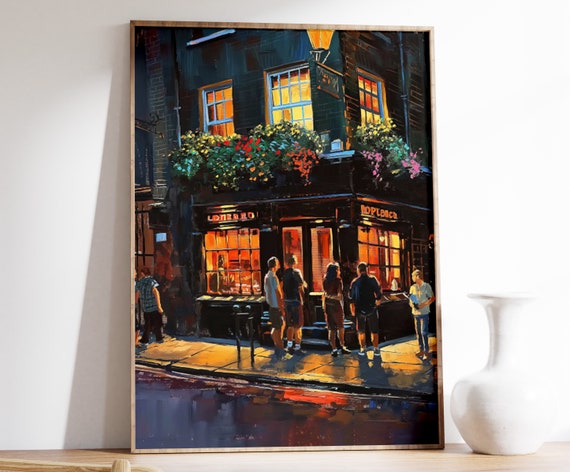 Vintage London Pub Print London Poster Cafe Art Retro Wall Art Food Drink Art Kitchen Poster Kitchen Decor Food Poster London Gift