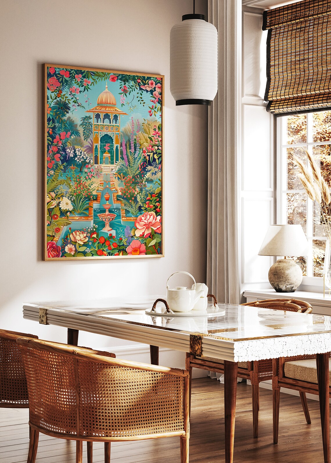 Traditional Indian Pichwai Art Print, Floral Hindu Decor - Image 2