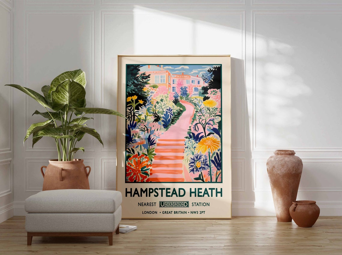 Hampstead Heath London Poster Underground Garden Path Floral - Image 3