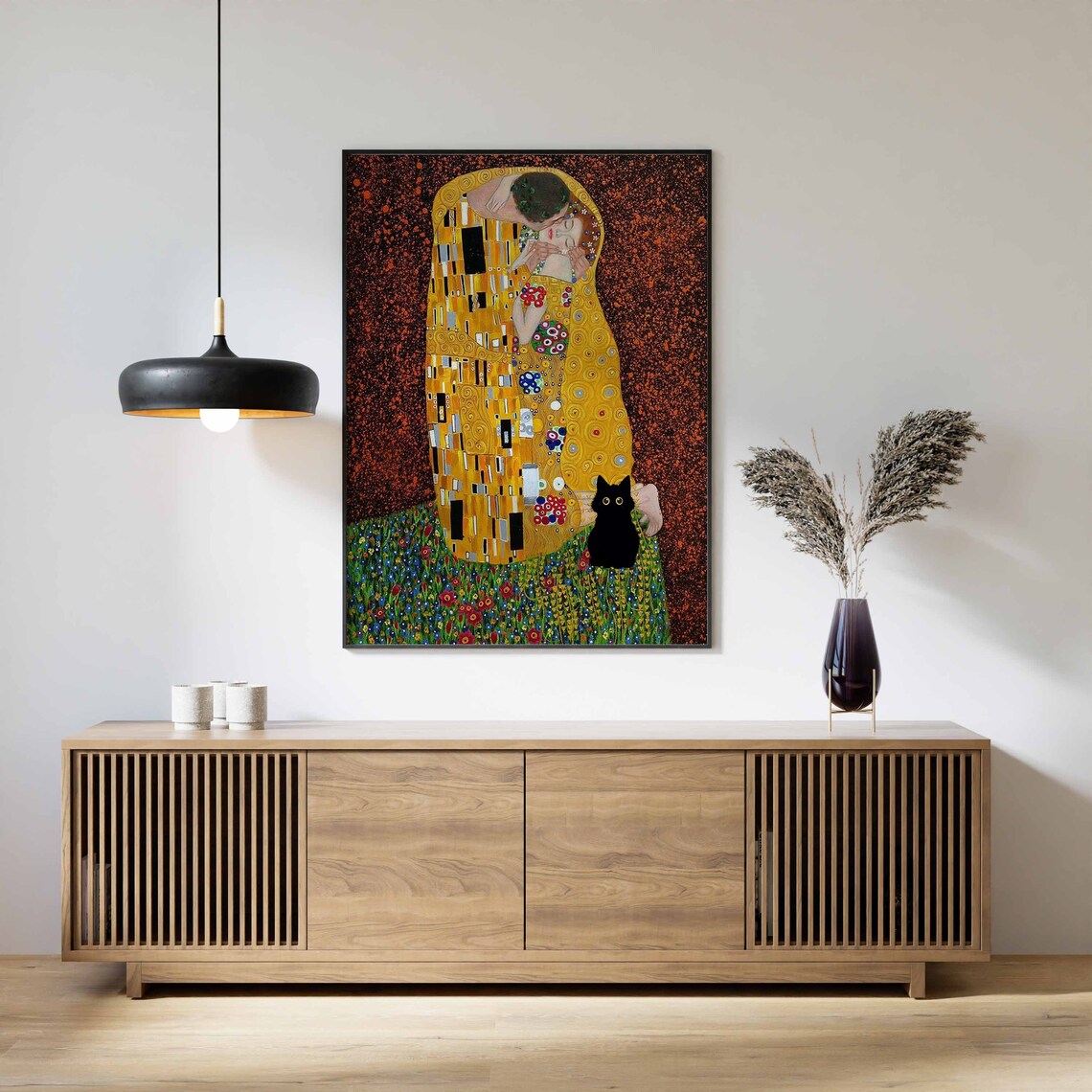 Gustav Klimt Cat Print, The Kiss-Inspired Art Print - Image 2