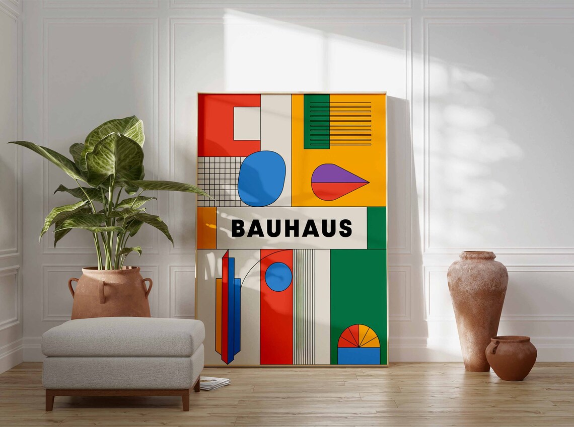Bauhaus Abstract Bold Colorful Geometric Design Modernist Poster - Image 3