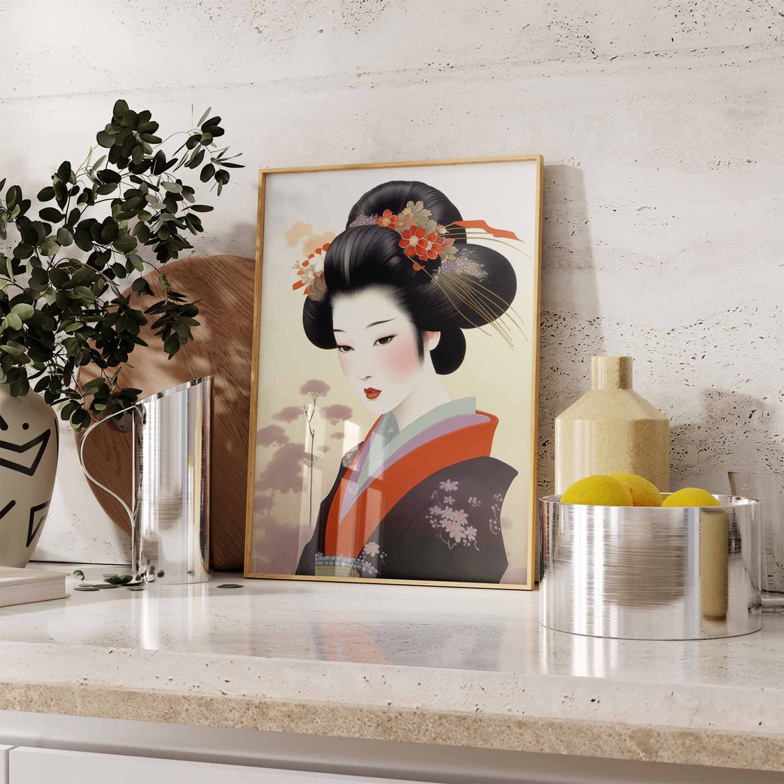 Japanese Geisha Elegant Kimono Portrait Traditional Beauty Poster - Image 2