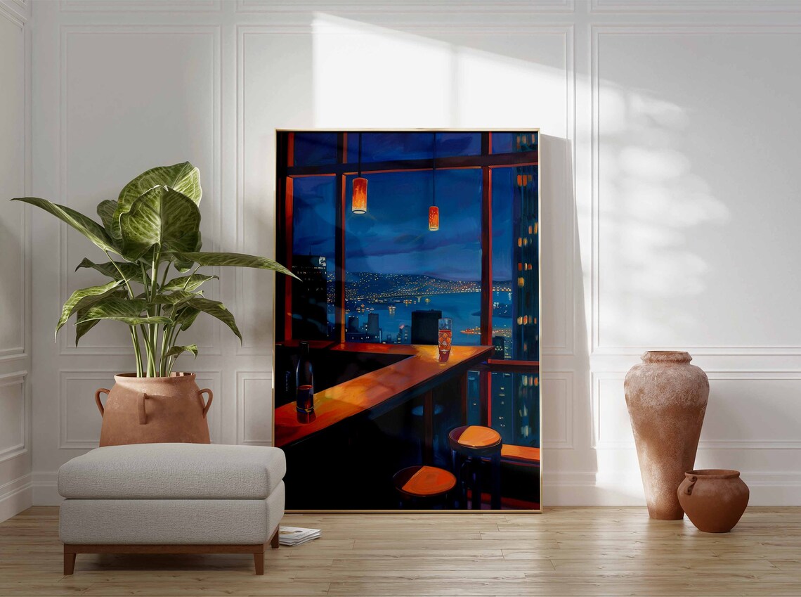 Rooftop Cocktail Bar Travel Poster, Lounge Decor - Image 3