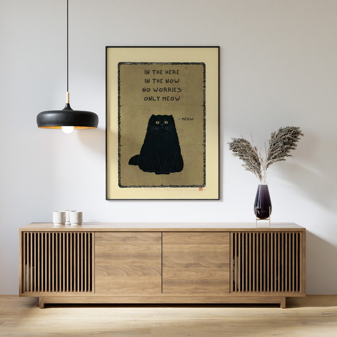 Funny Cat Poster, Japanese Cat Animal Art Print - Image 3