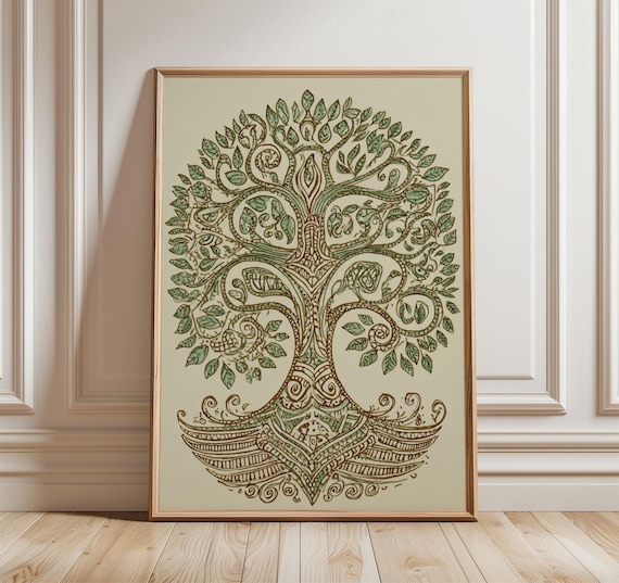 Tree Of Life Poster Modern Minimalist Wall Art Print Nature Inspired Boho Decor Botanical Artwork Spiritual Zen Home